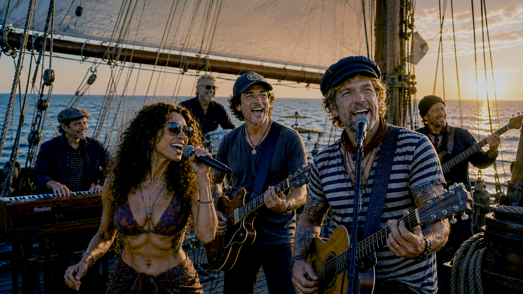 Artie Intel and the Band performing live on deck
